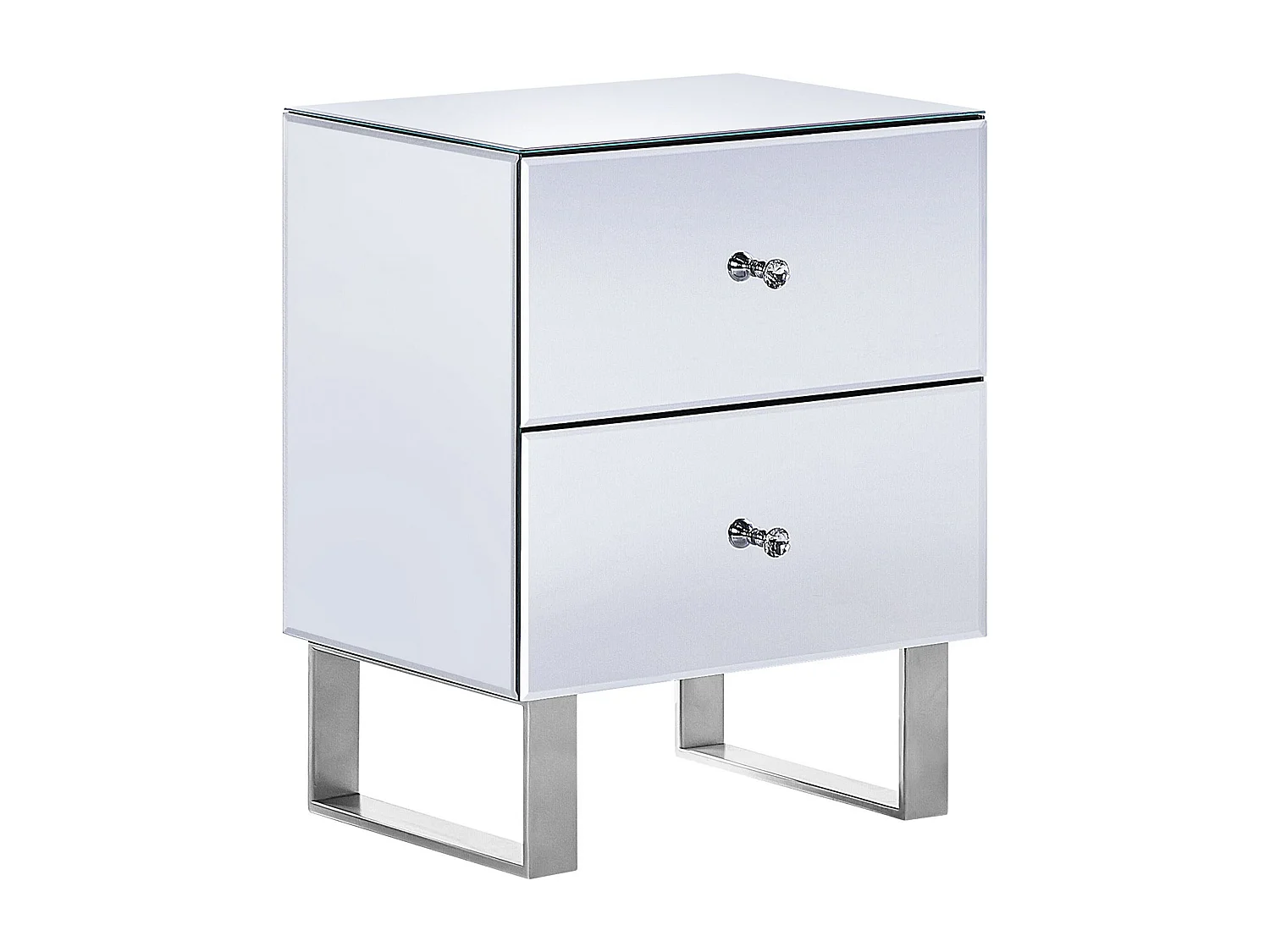 Nachttisch Spiegeleffekt MDF-Platte 2 Schubladen silber Nesle
