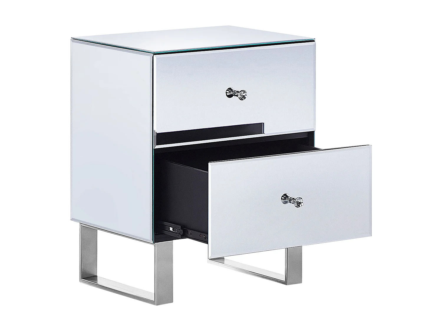 Nachtkastje met 2 lades NESLE Glas Zilver