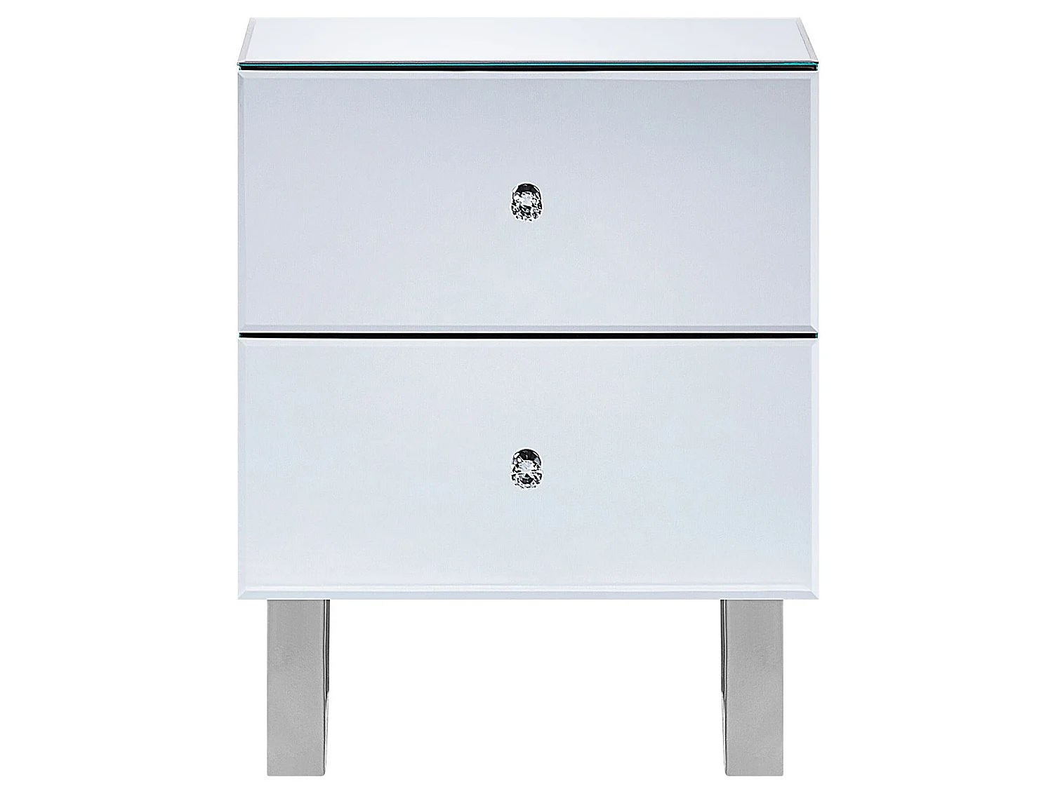 Table de nuit à 2 tiroirs NESLE Verre Argenté