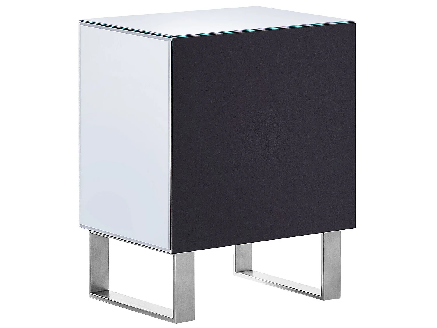 Table de nuit à 2 tiroirs NESLE Verre Argenté