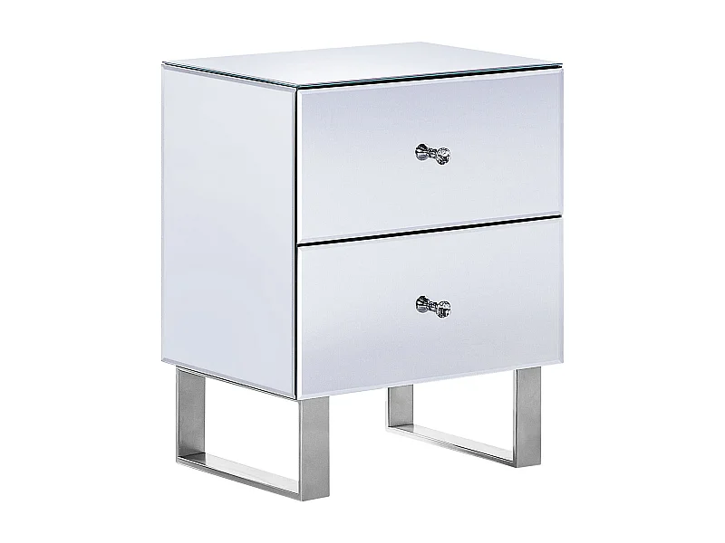 Comodino 2 cassetti NESLE Vetro Argento