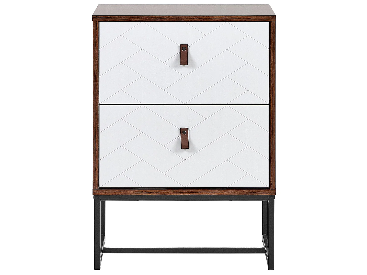 2 Drawer Bedside Table NUEVA Dark Brown/ White