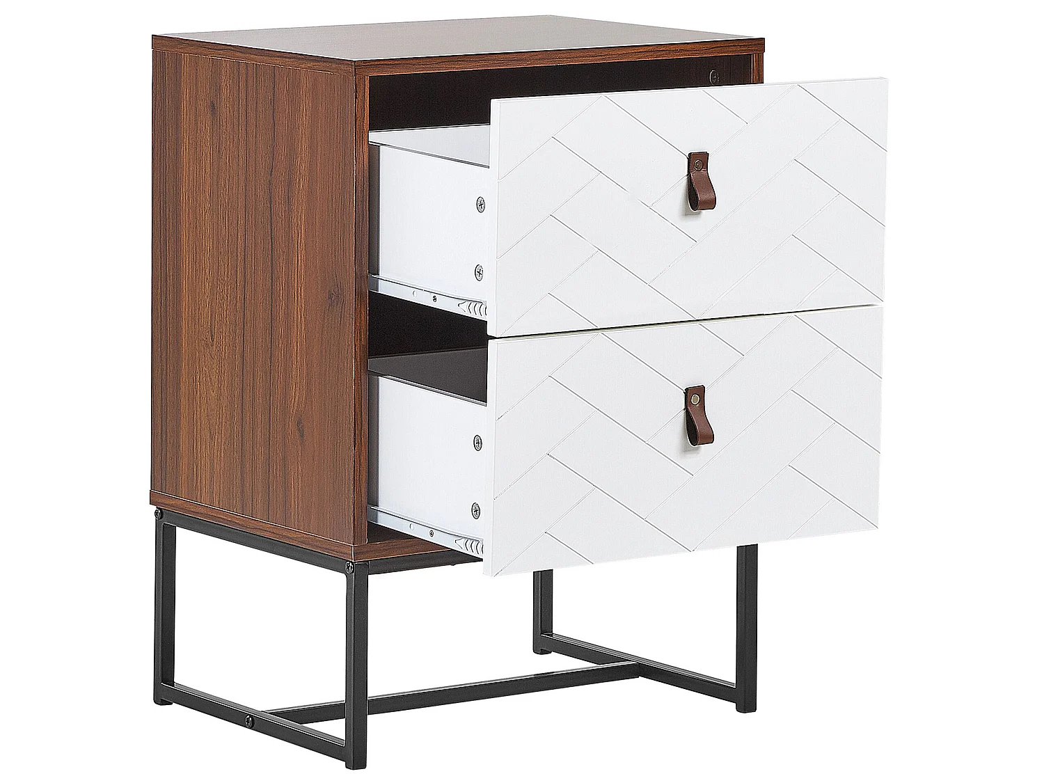2 Drawer Bedside Table NUEVA Dark Brown/ White