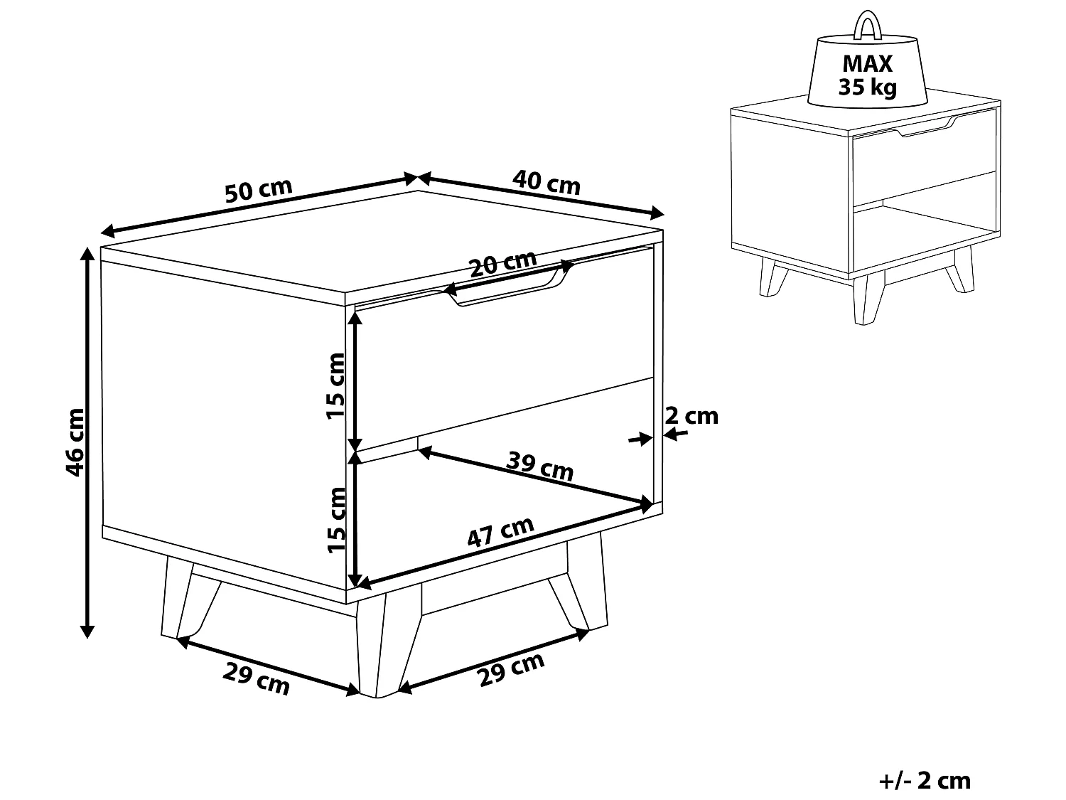 Table de nuit à 1 tiroir SPENCER Noir