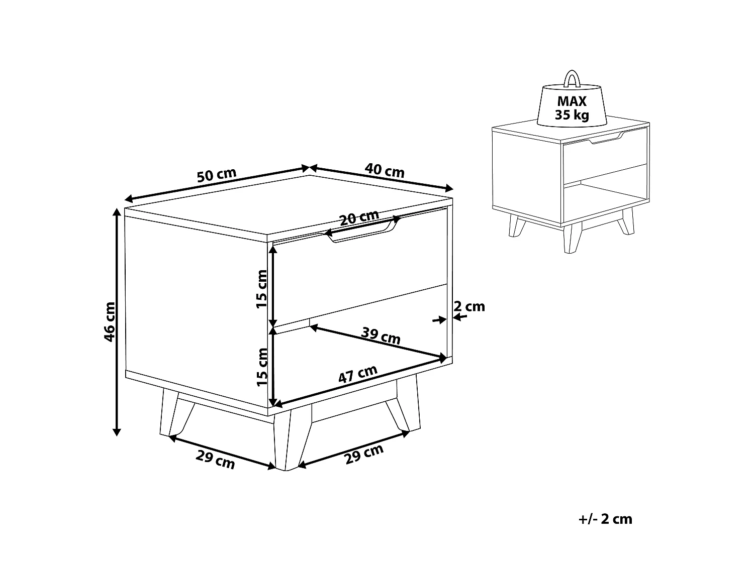 1 Drawer Bedside Table SPENCER Black