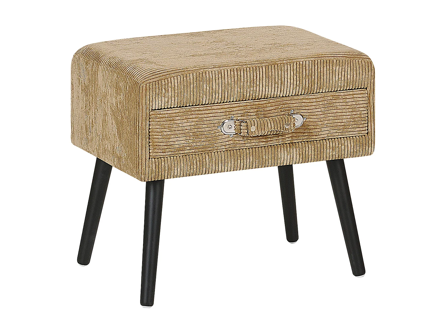 Table de nuit à 1 tiroir EUROSTAR Velours côtelé Beige sable