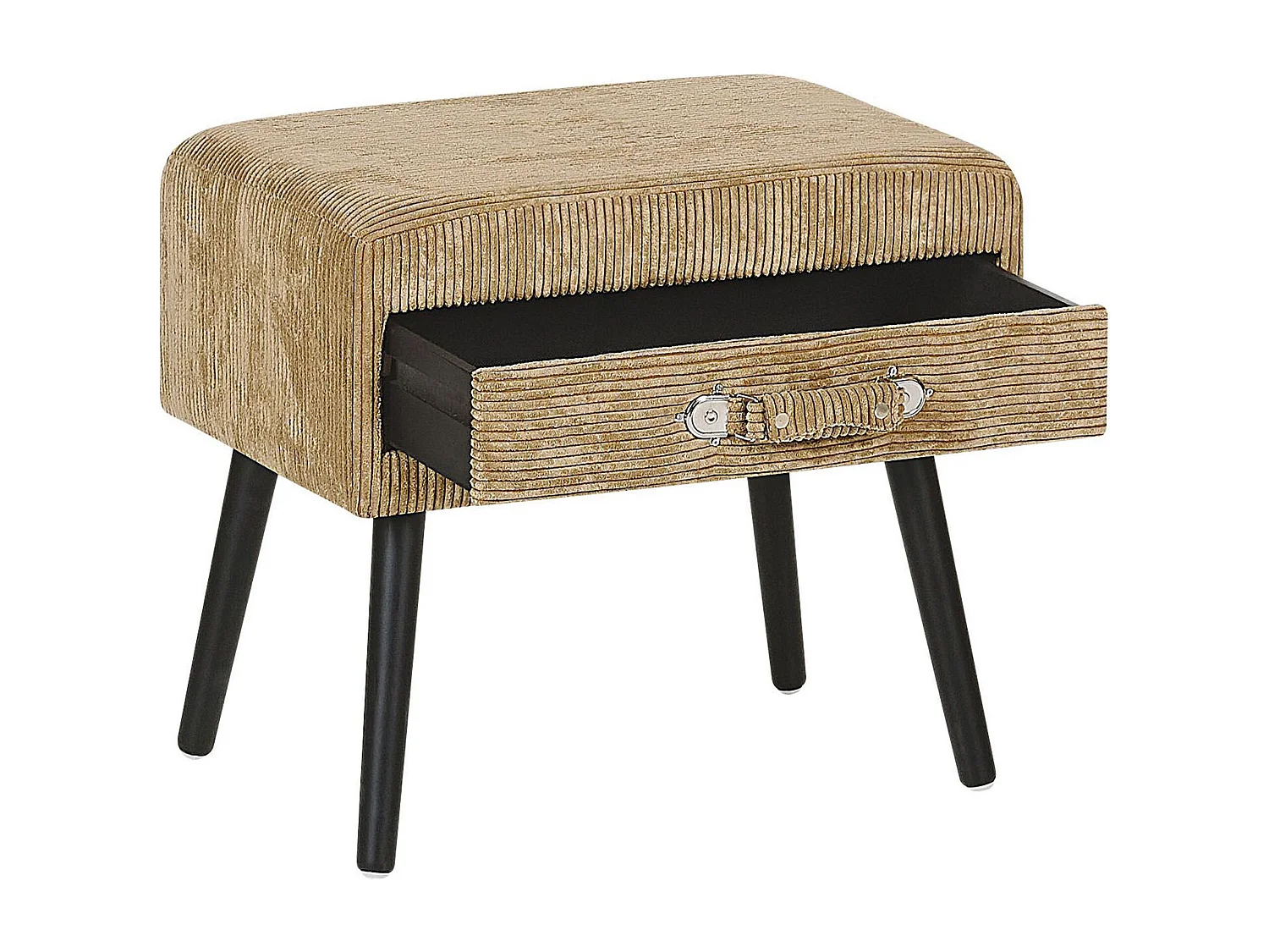 Table de nuit à 1 tiroir EUROSTAR Velours côtelé Beige sable