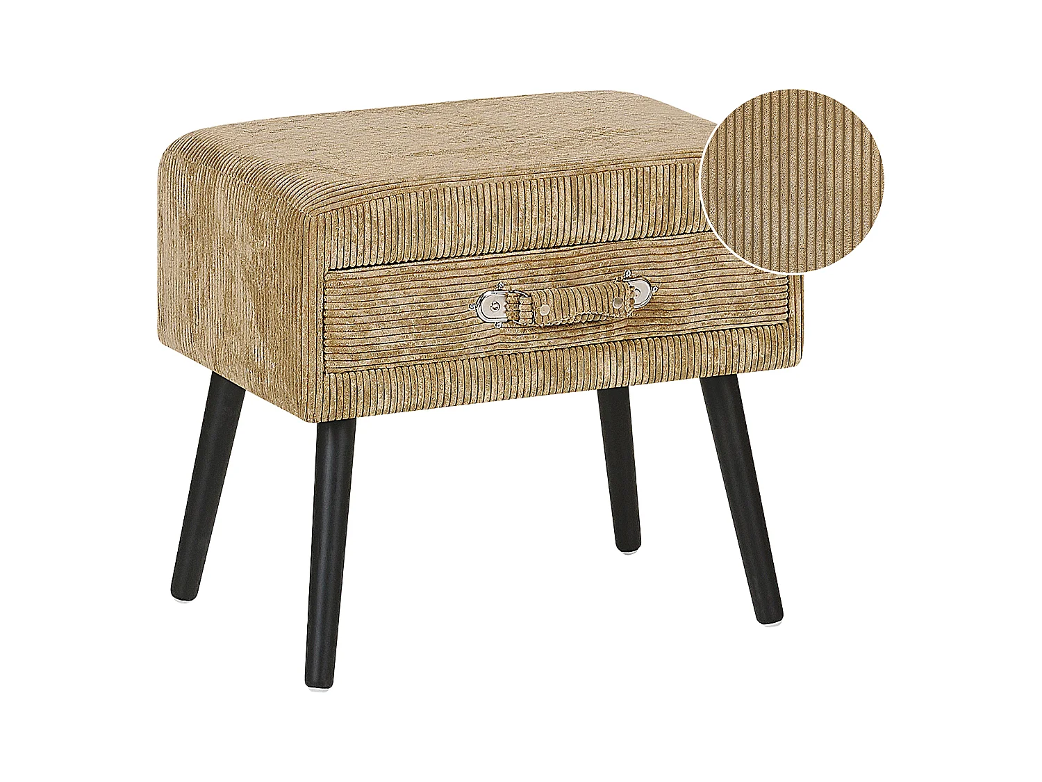 Lustiger Nachttisch 1 Schublade Koffer-Optik Cord beige Eurostar