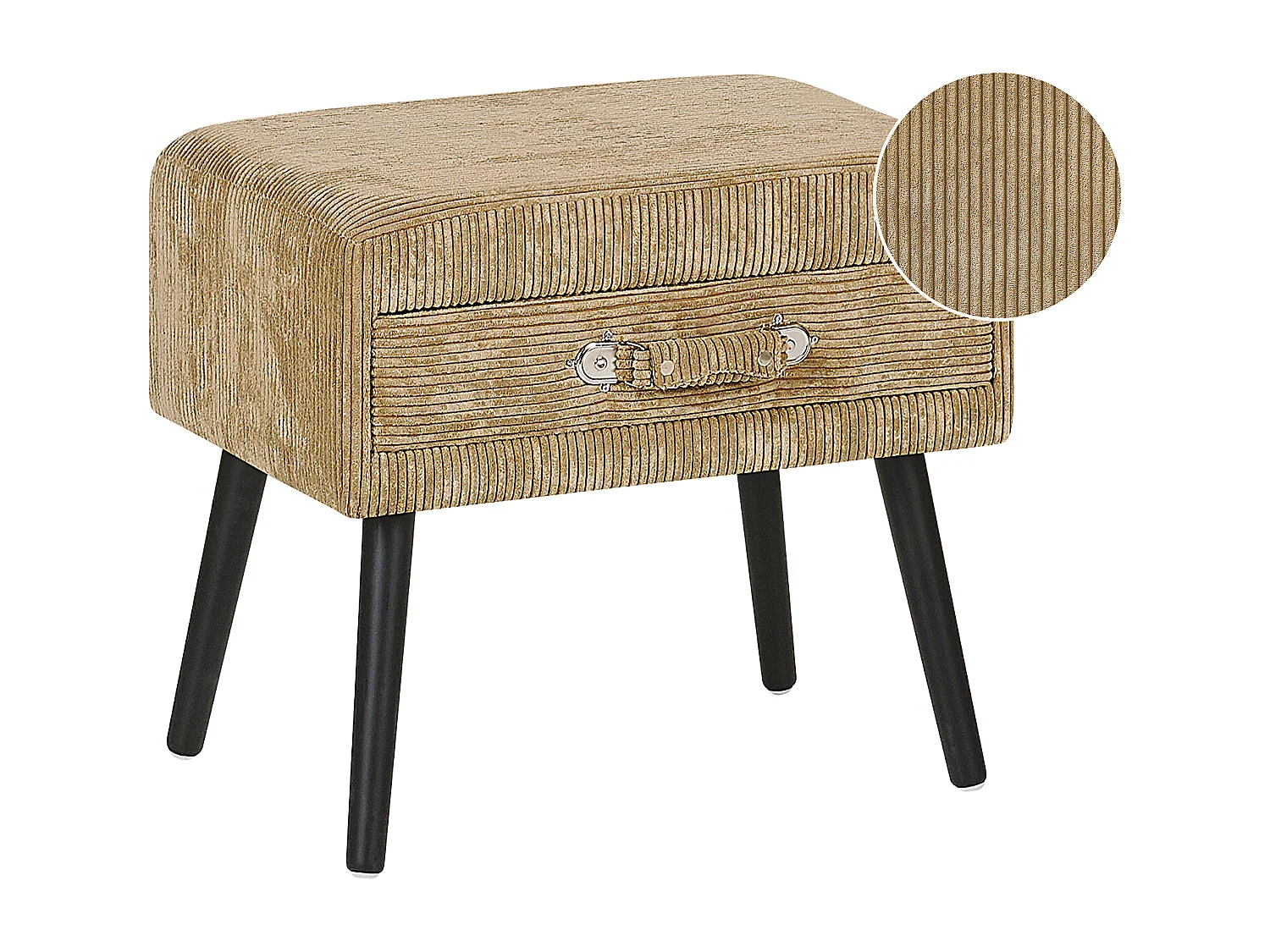 Lustiger Nachttisch 1 Schublade Koffer-Optik Cord beige Eurostar