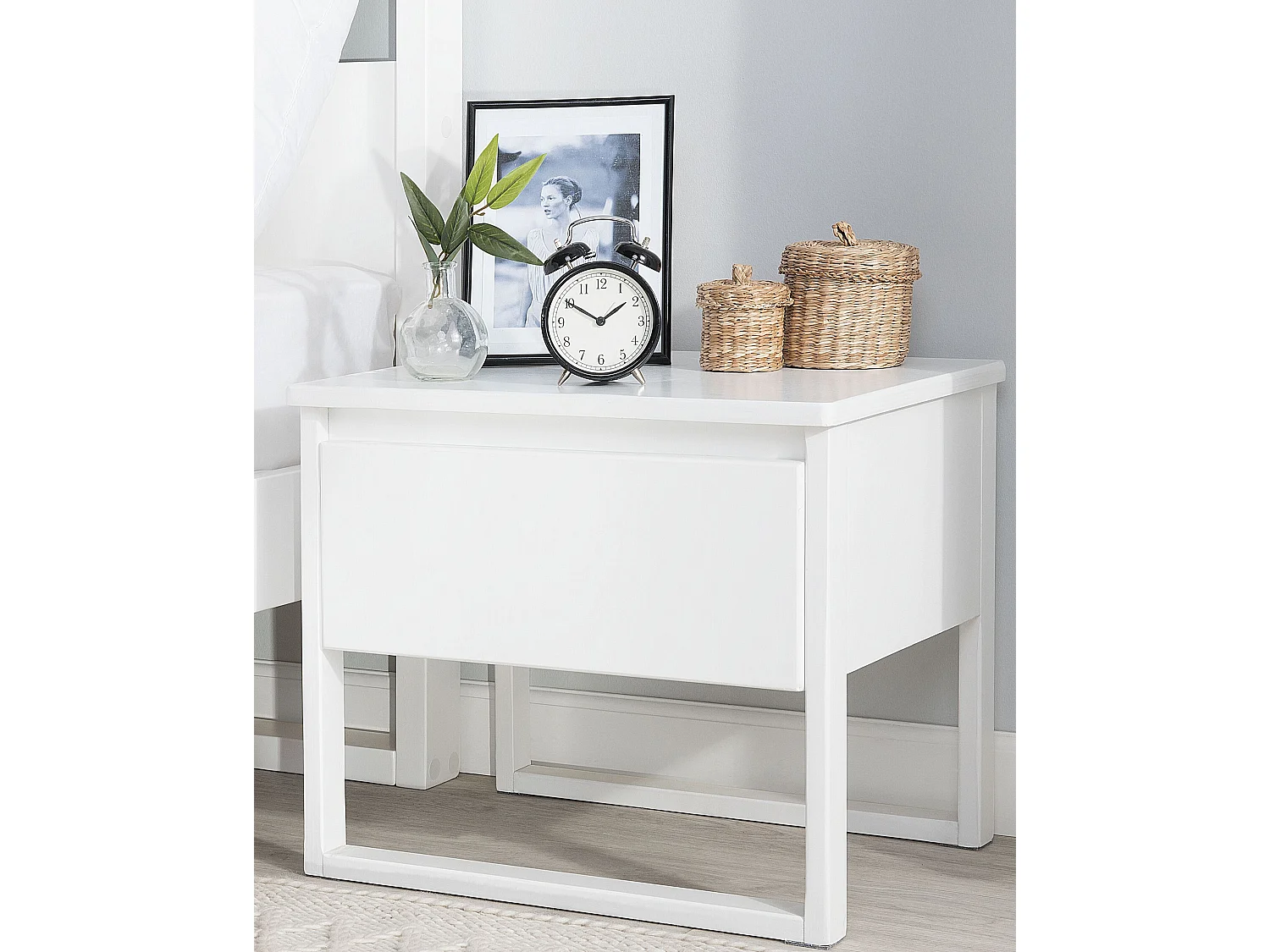 Table de nuit à 1 tiroir GIULIA Bois de pin Blanc