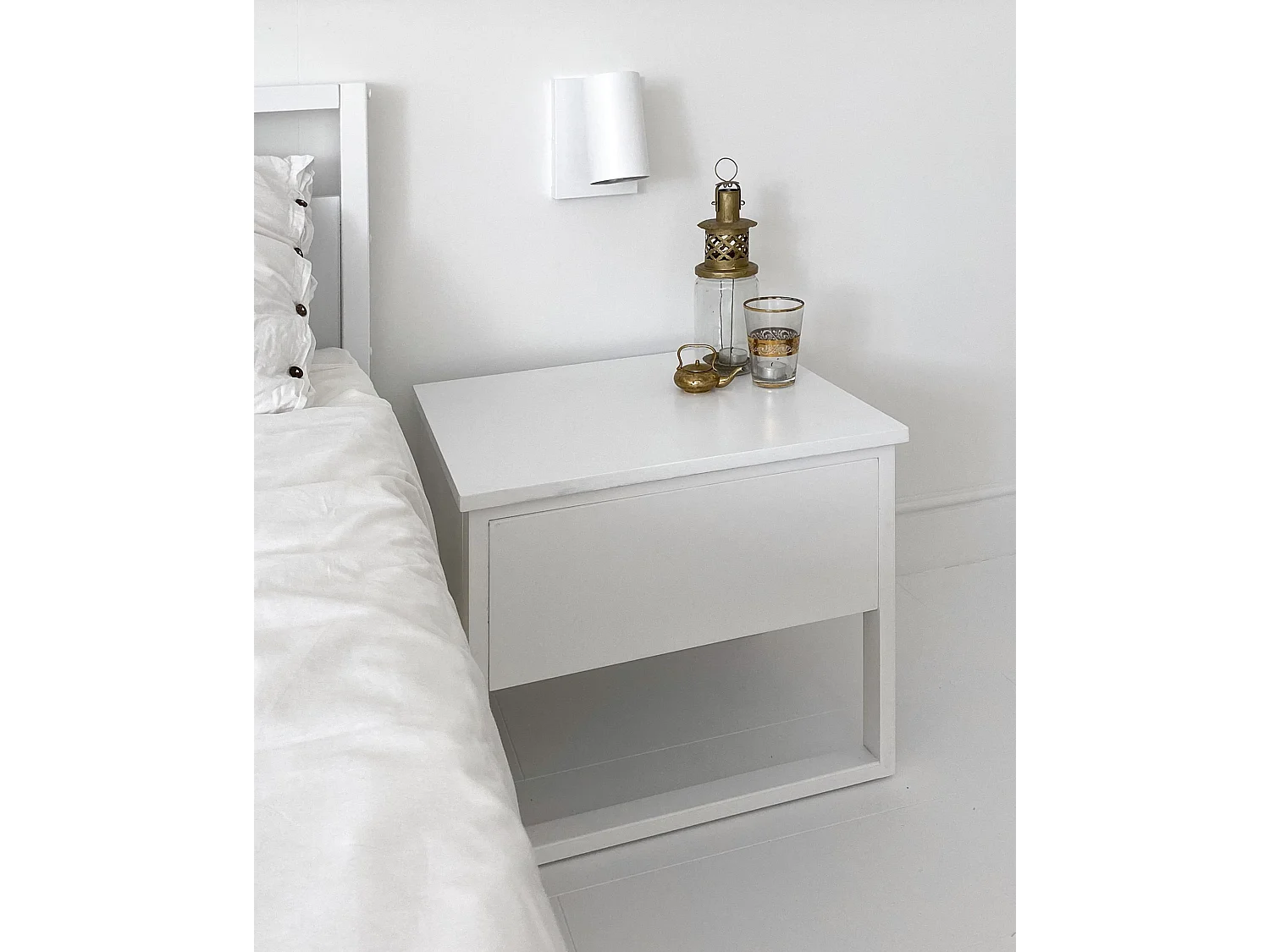 1 Drawer Bedside Table GIULIA Pine Wood White