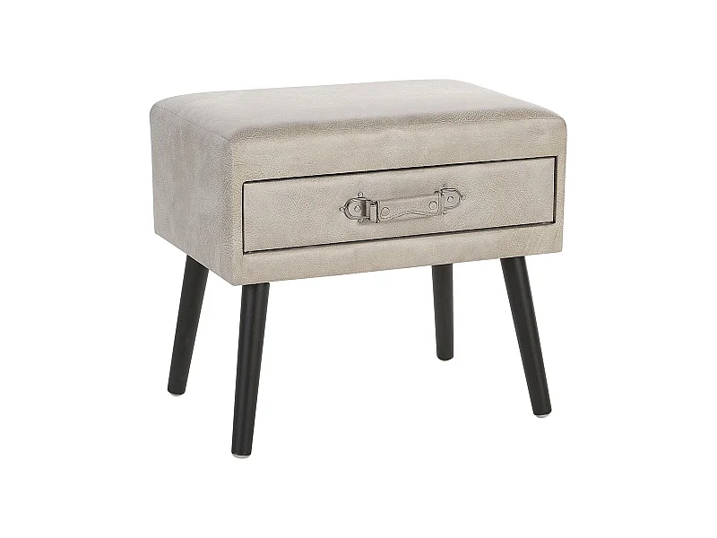 Table de nuit à 1 tiroir EUROSTAR Cuir PU Beige