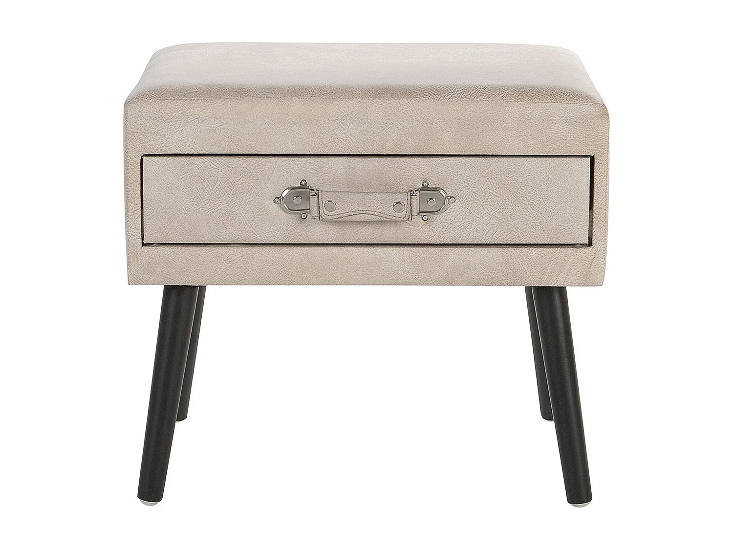 Lustiger Nachttisch 1 Schublade Koffer-Optik Kunstleder beige Eurostar