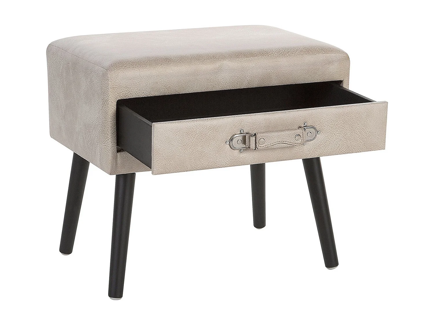 Nachttisch mit 1 Schublade EUROSTAR Kunstleder Beige