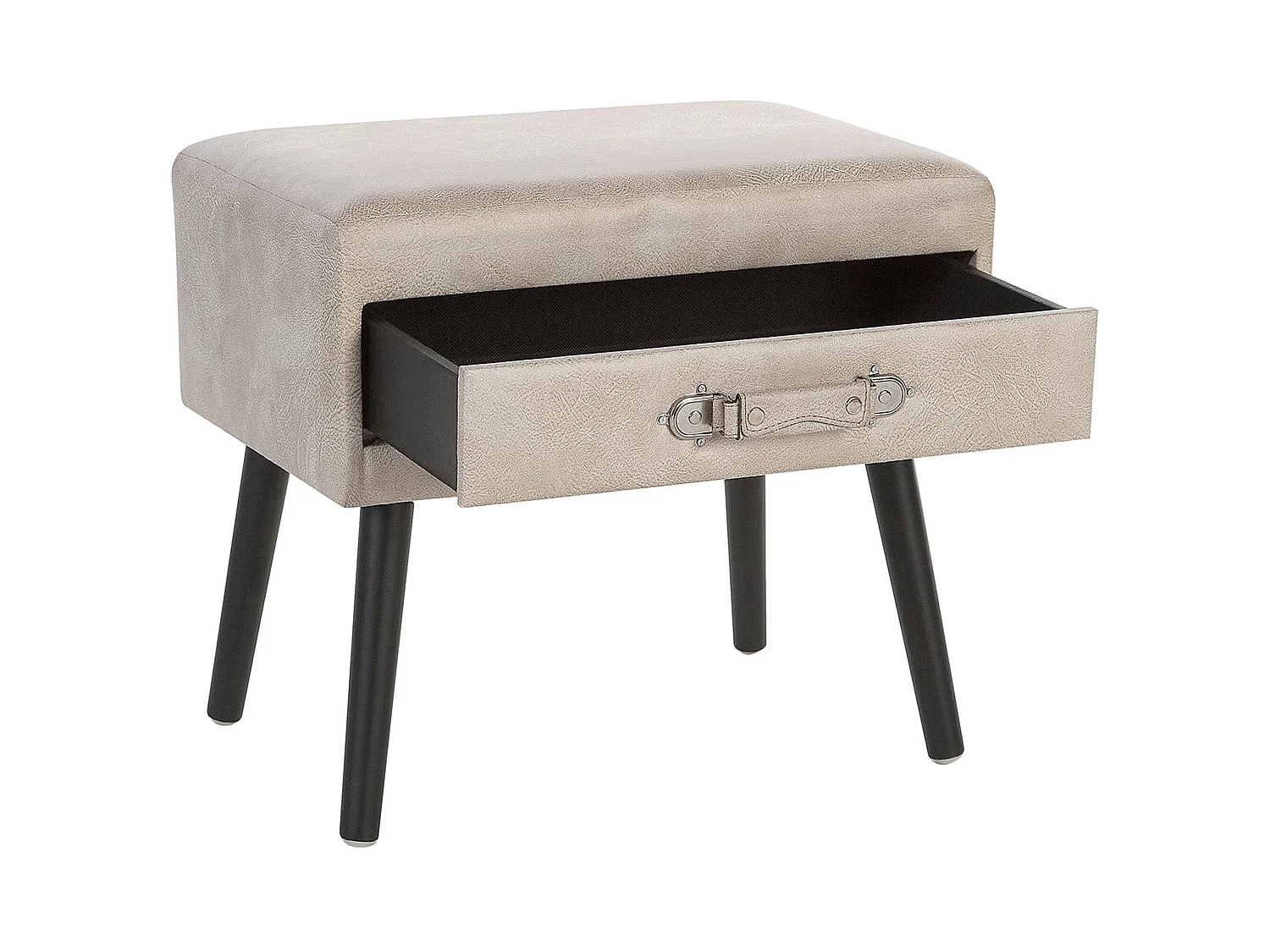 Nachttisch mit 1 Schublade EUROSTAR Kunstleder Beige