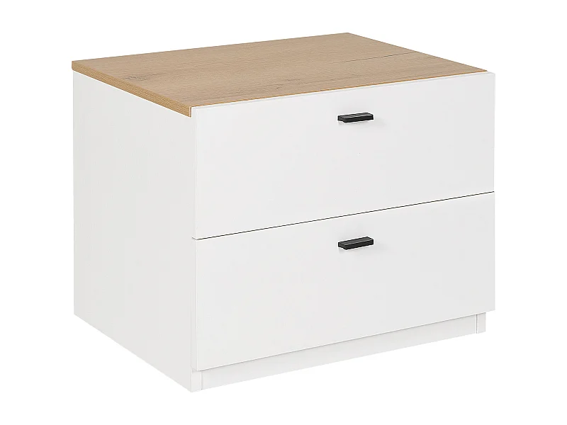 Skandinavischer Nachttisch mit 2 Schubladen weiß/heller Holzfabton Edison