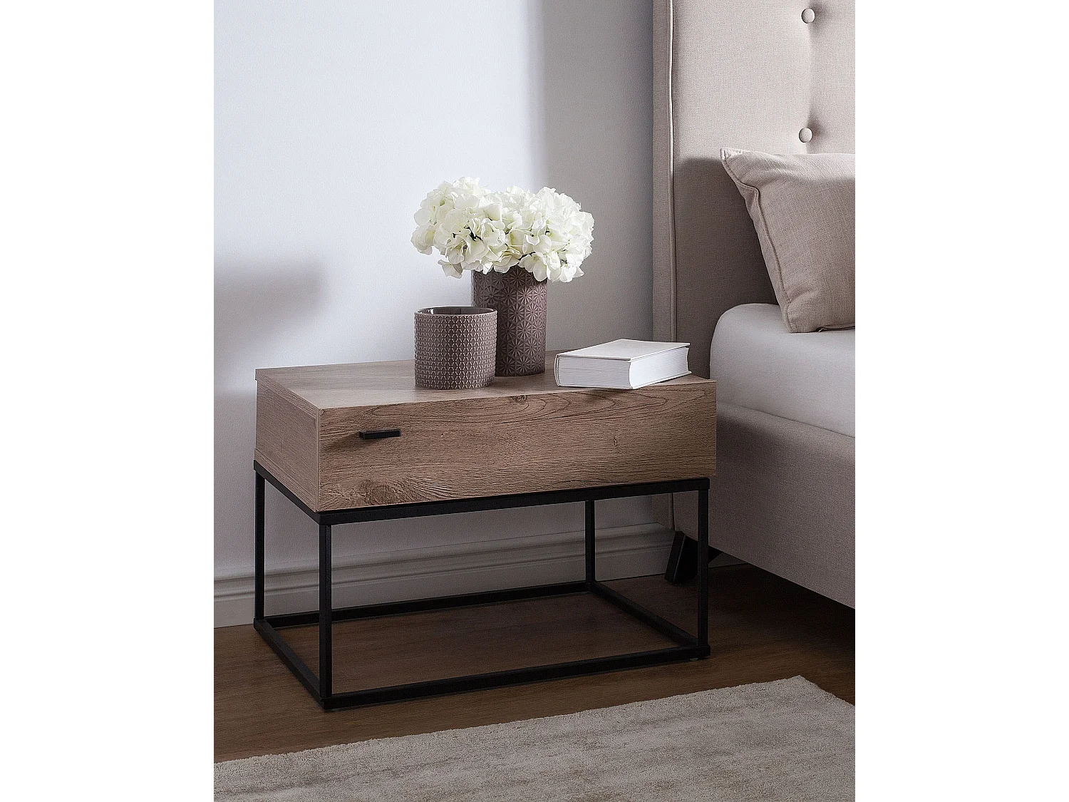 Table de nuit à 1 tiroir CAIRO Taupe