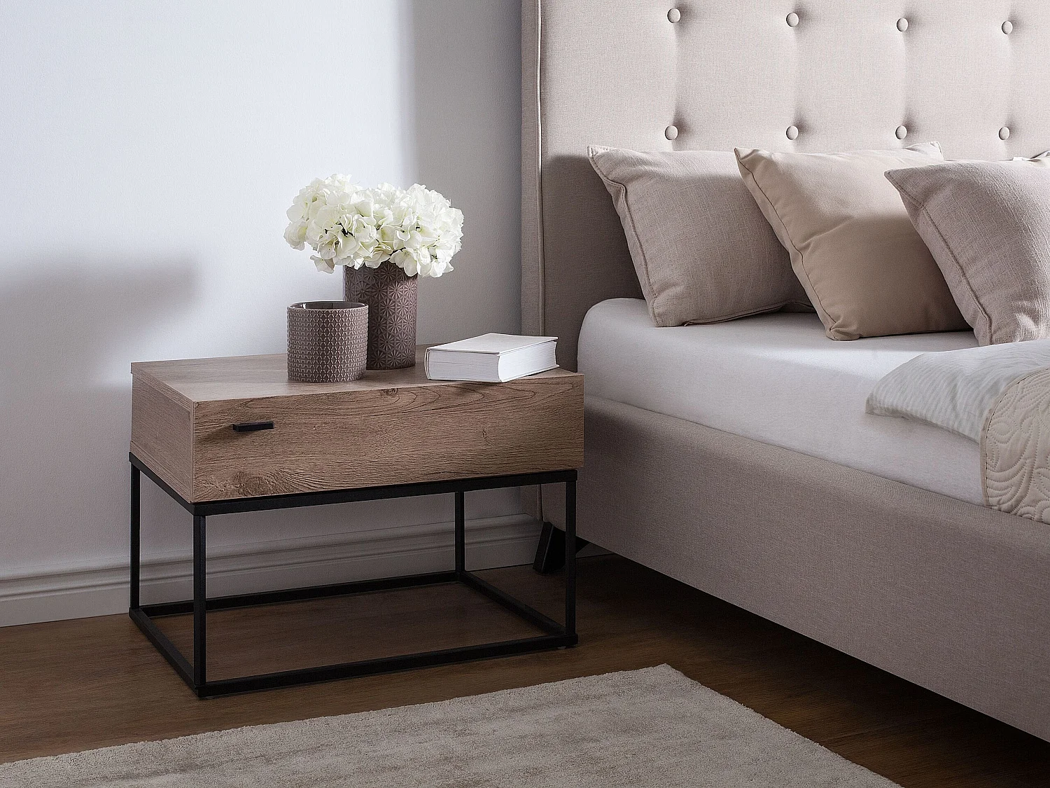 1 Drawer Bedside Table CAIRO Taupe