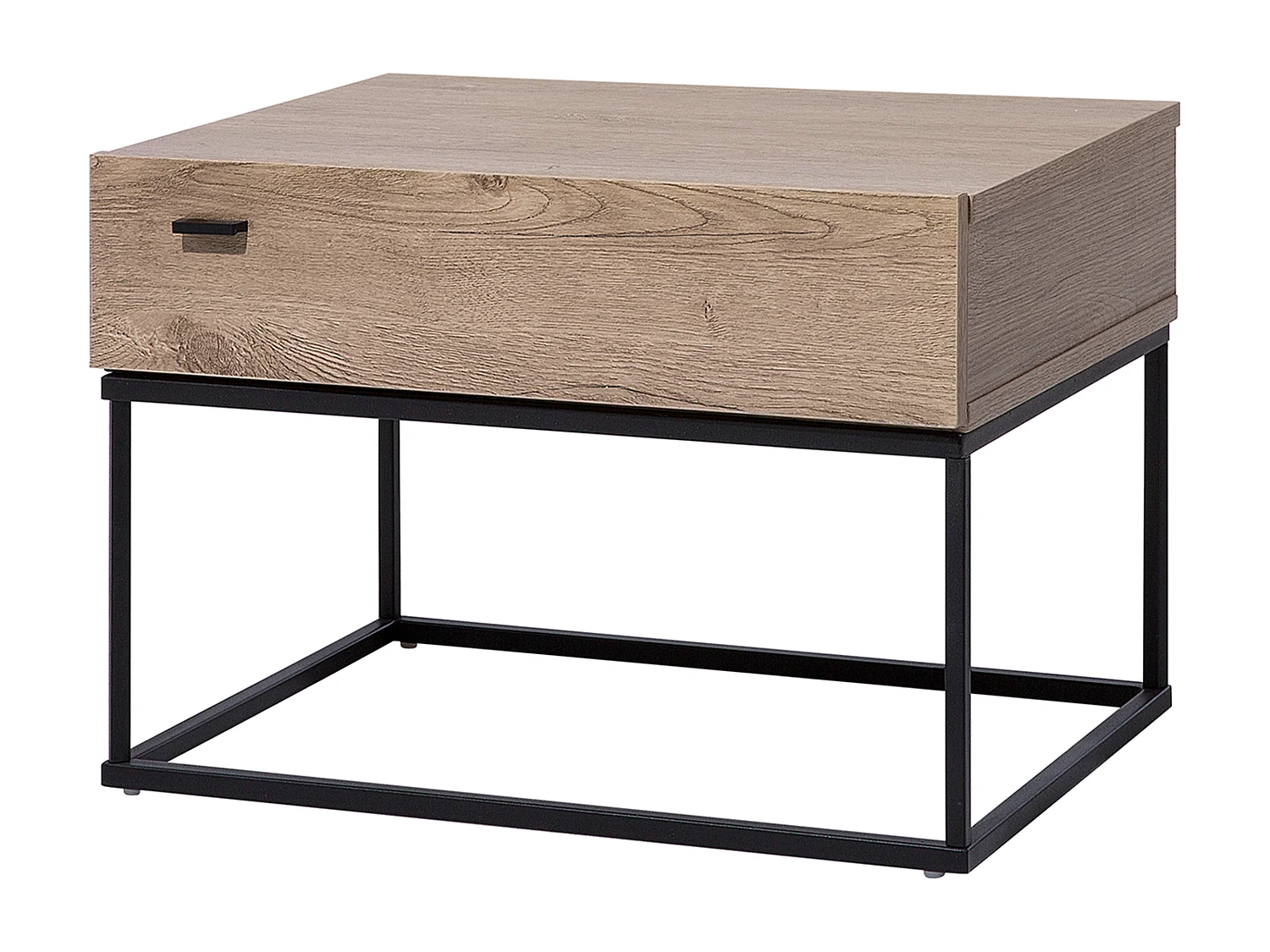 Praktischer Nachttisch dunkler Holzfarbton 1 Schublade industrieller Stil Cairo