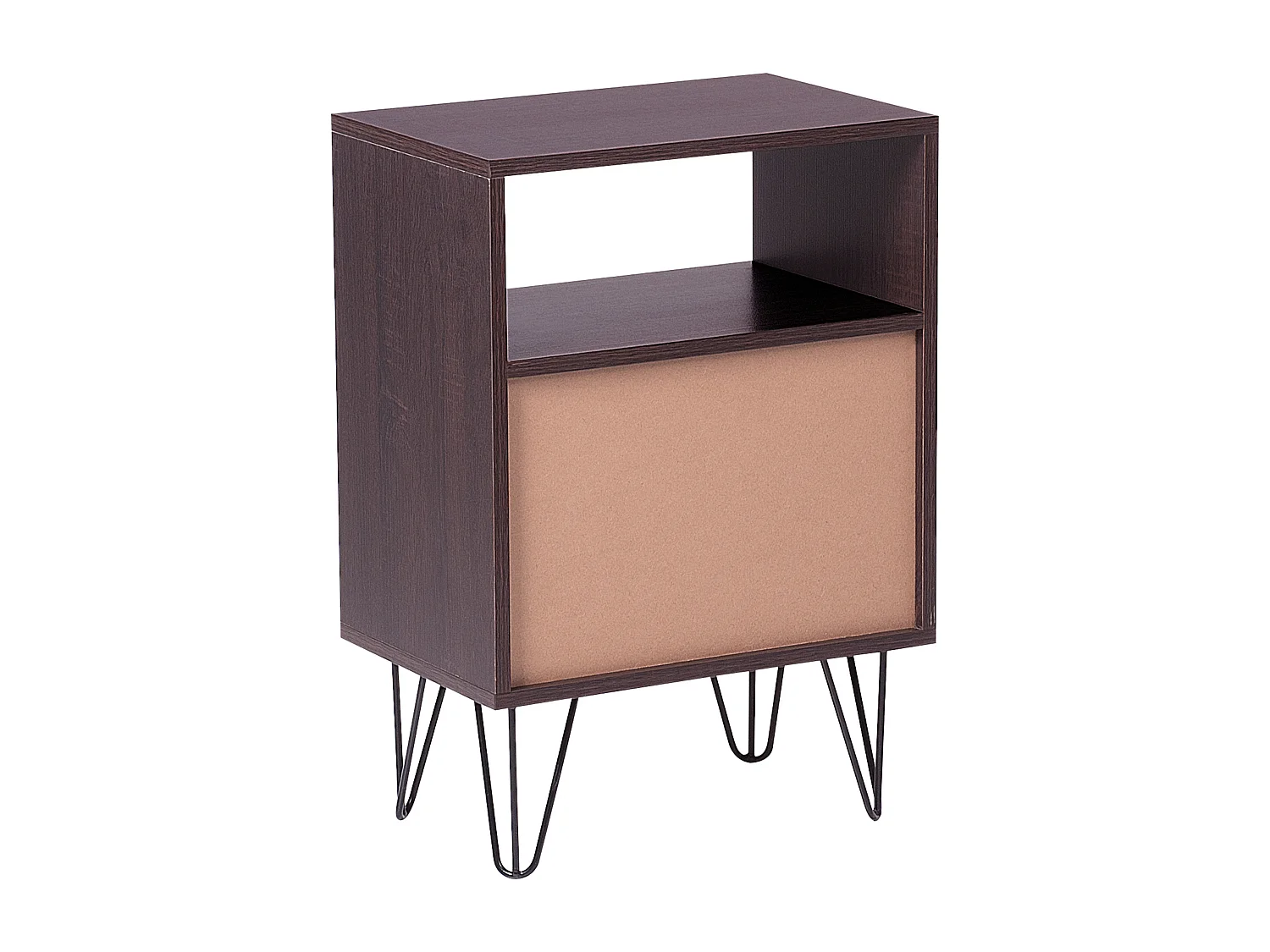 Nachttisch dunkler Holzfarbton mit 2 Schubladen in Weiß im Retro Stil Arvin