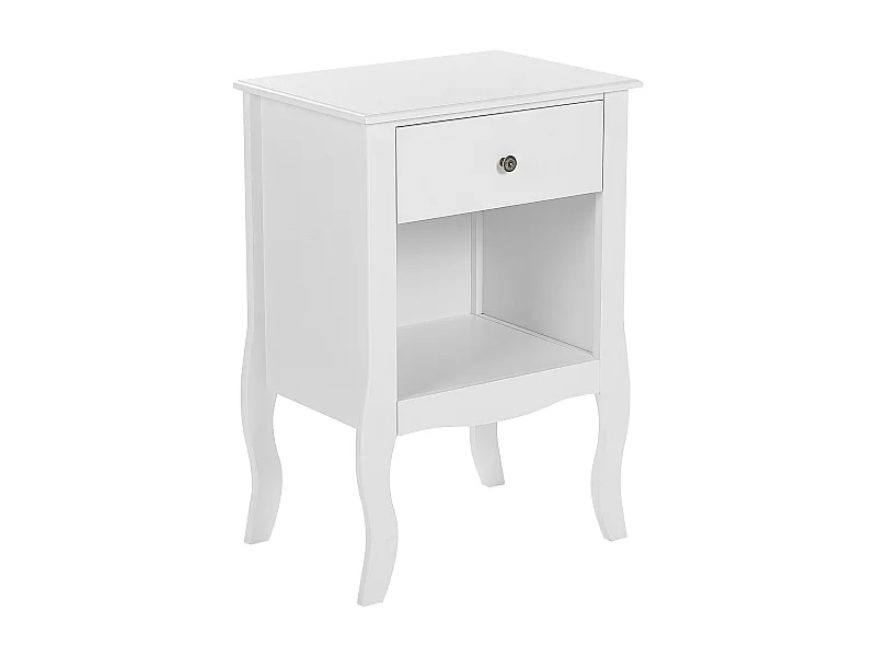 Skandinavischer Nachttisch 1 Schublade 1 Fach weiß schön geformte Beine Lane