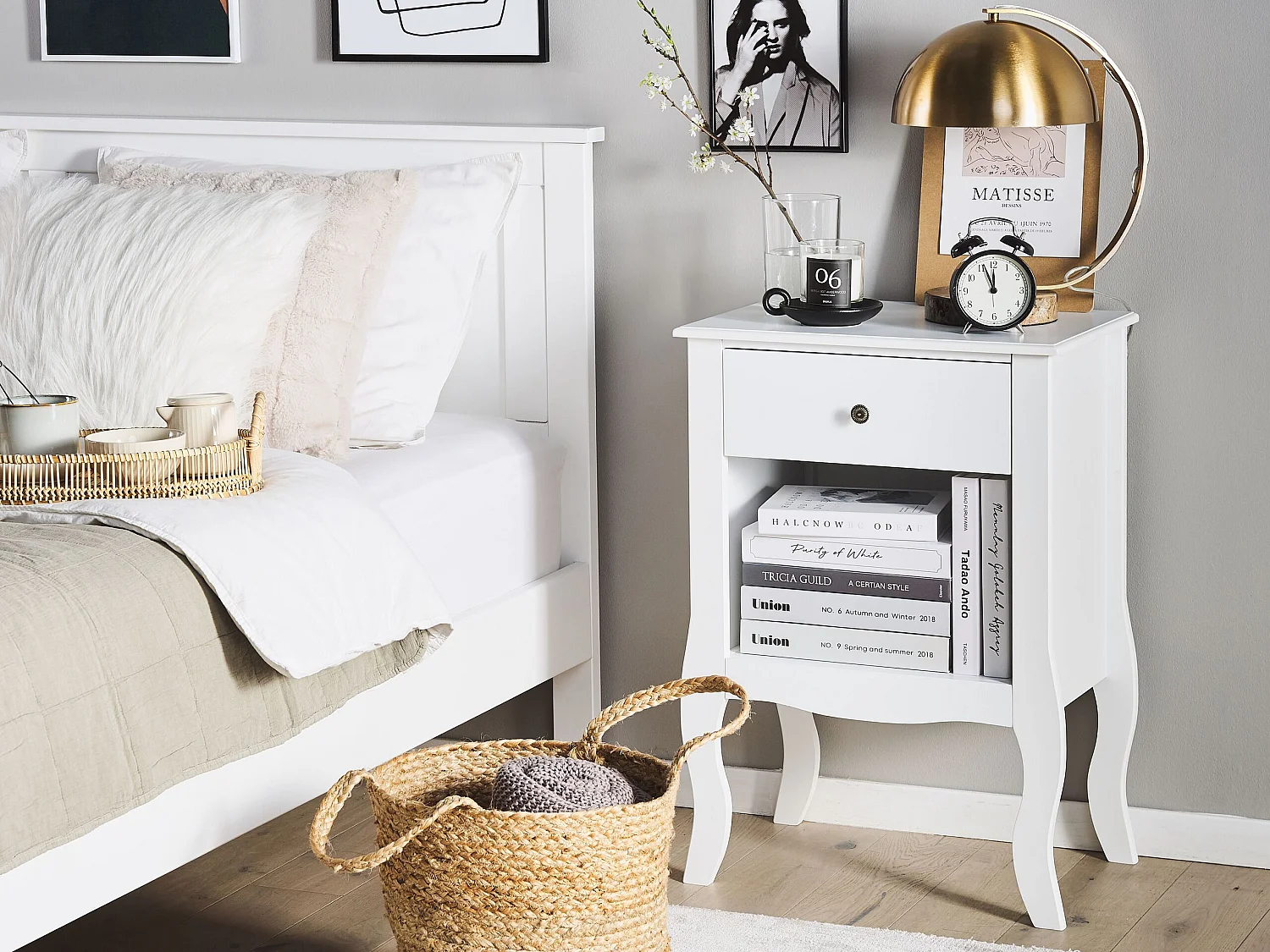 Table de nuit à 1 tiroir LANE Blanc