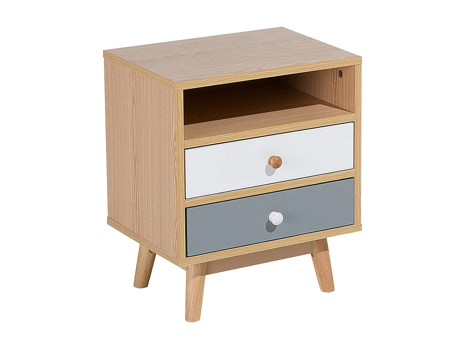 Mesa de cabeceira com 2 gavetas FARGO Castanho claro