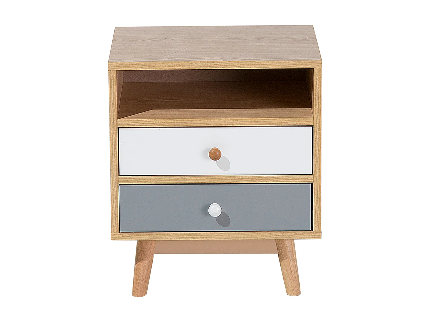 Mesa de cabeceira com 2 gavetas FARGO Castanho claro