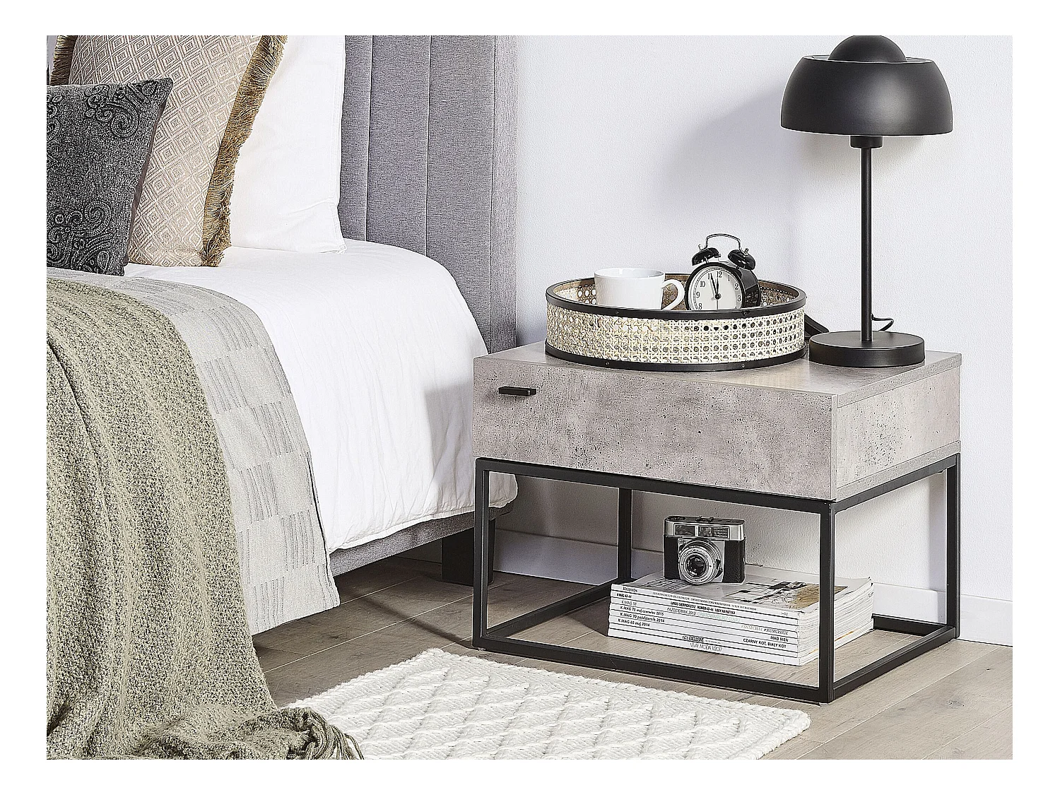 Table de nuit à 1 tiroir CAIRO Gris clair