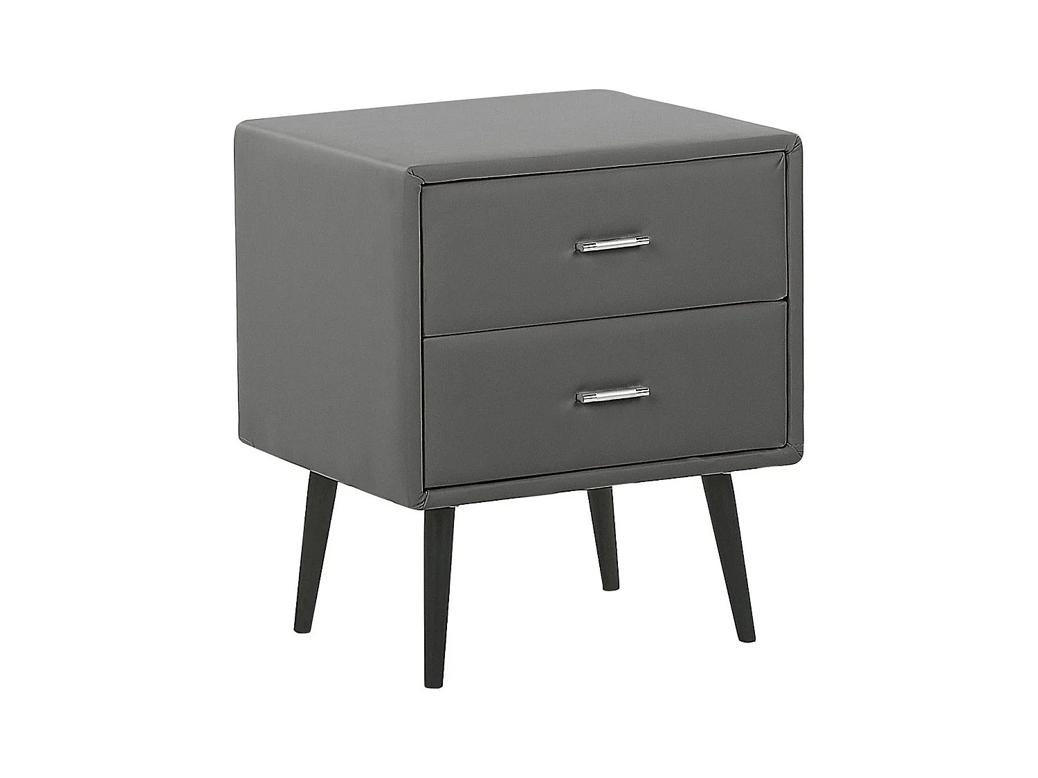 Comodino 2 cassetti ESSONNE Pelle sintetica Grigio