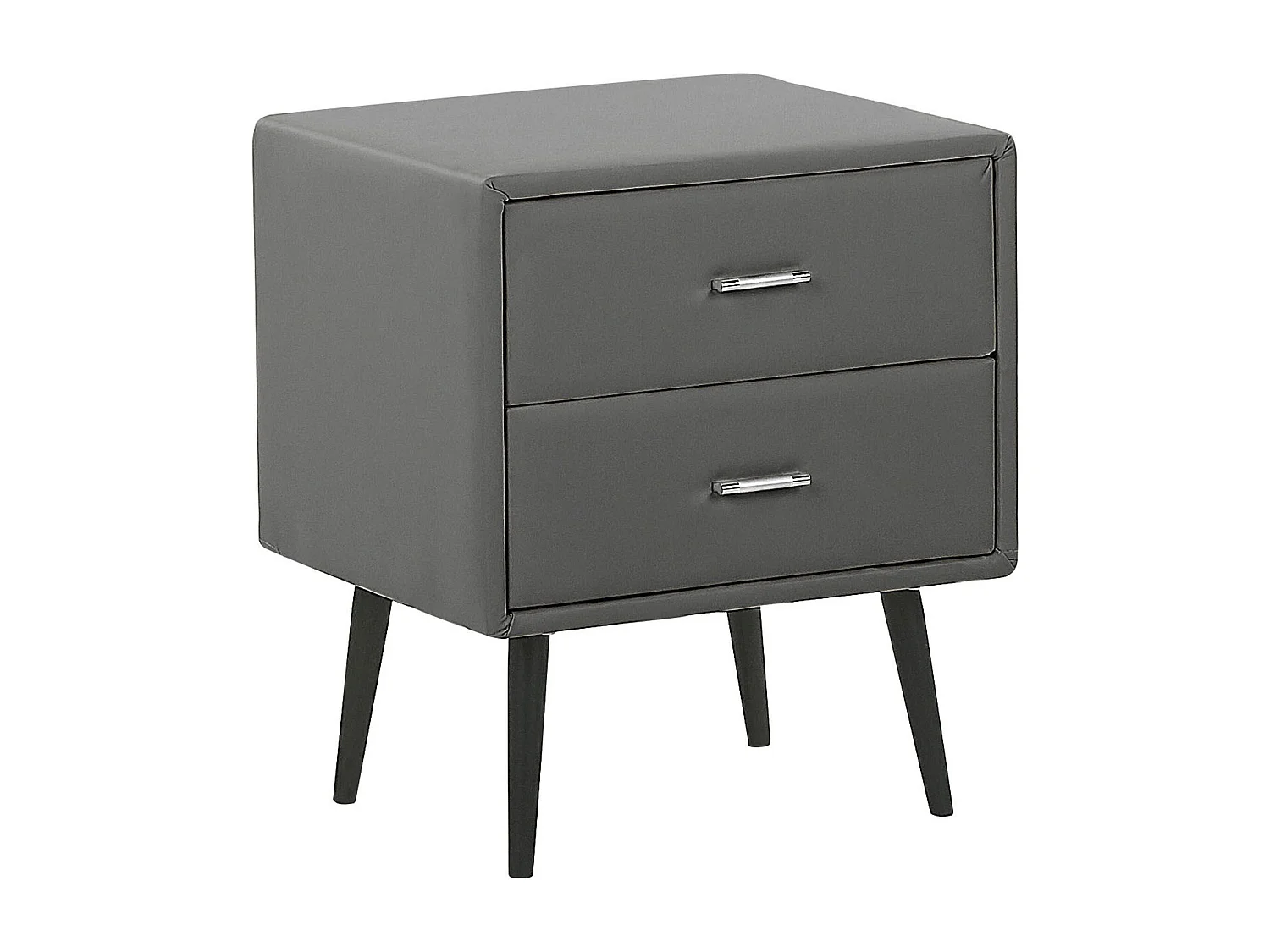 Table de nuit à 2 tiroirs ESSONNE Cuir PU Gris