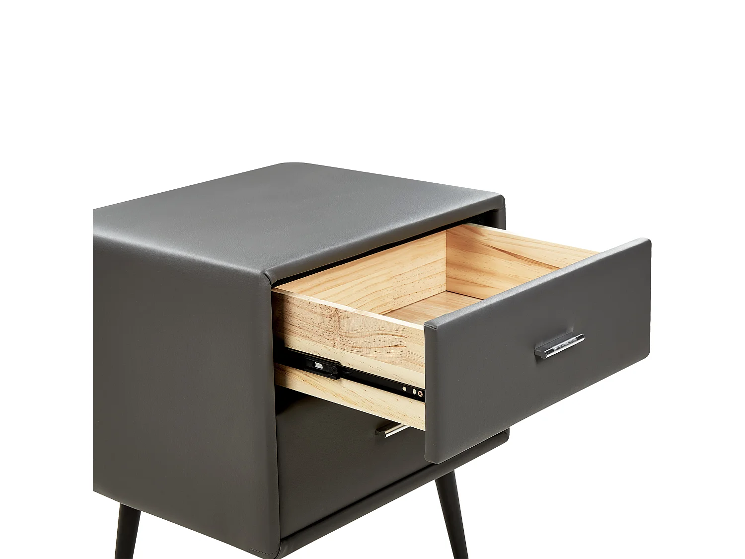 Table de nuit à 2 tiroirs ESSONNE Cuir PU Gris