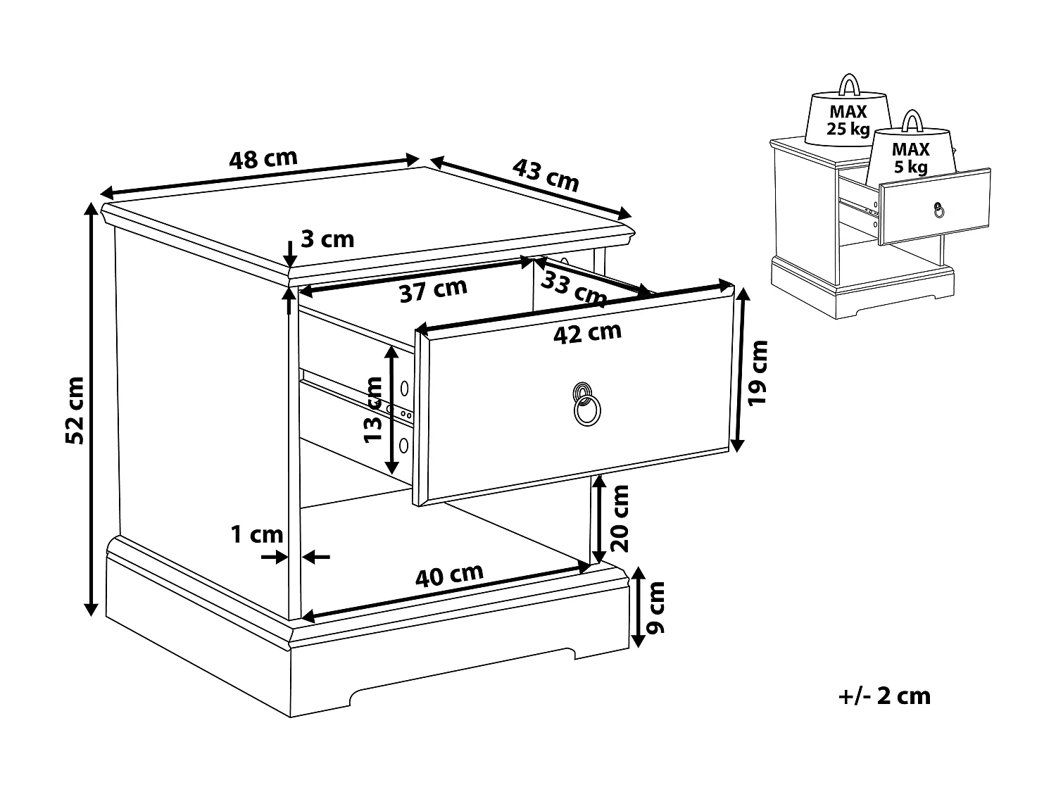 Szafka nocna 1 szuflada GILBERT Biały