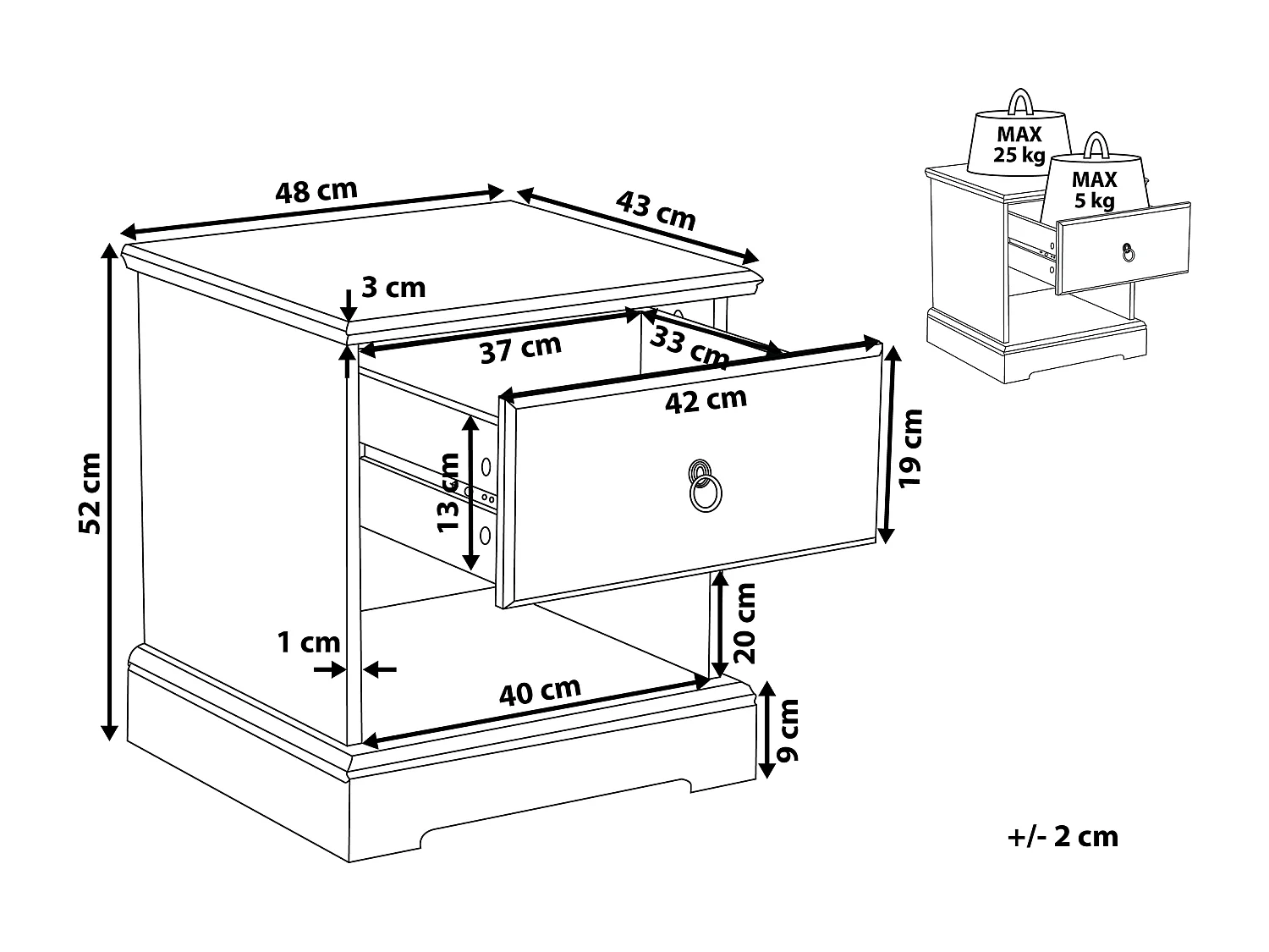 Table de nuit à 1 tiroir GILBERT Blanc