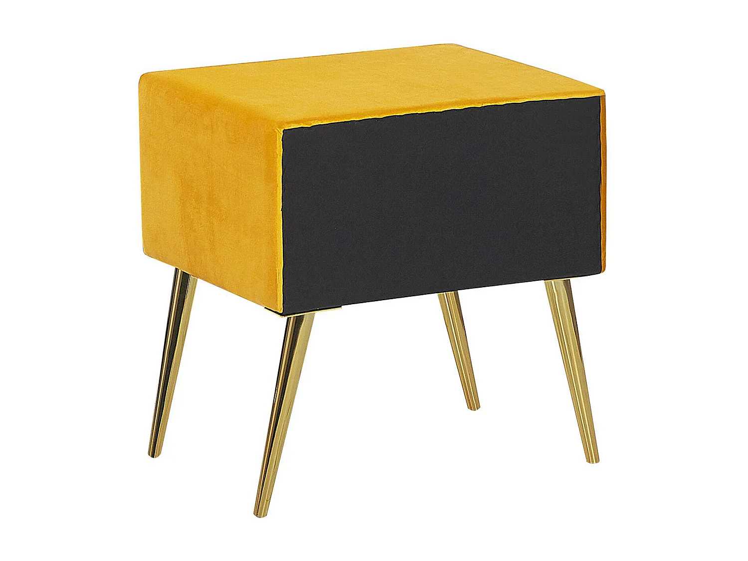 Table de nuit à 1 tiroir FLAYAT Velours Moutarde