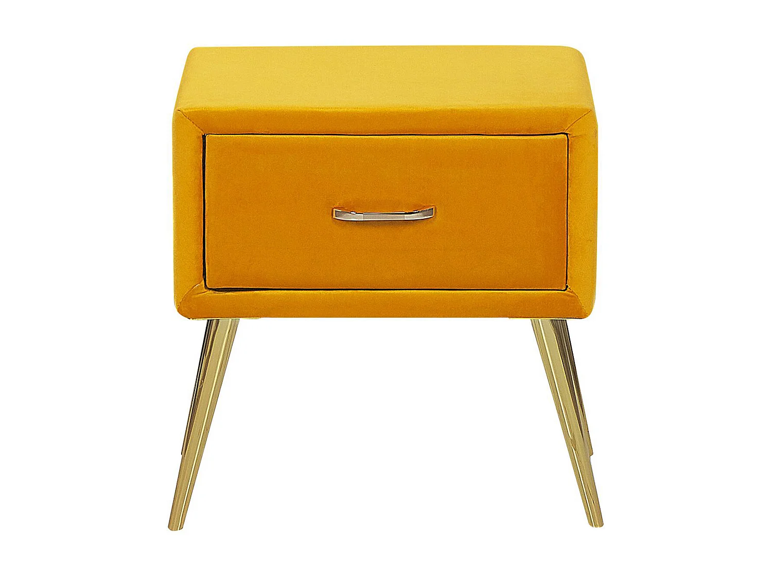 Table de nuit à 1 tiroir FLAYAT Velours Moutarde
