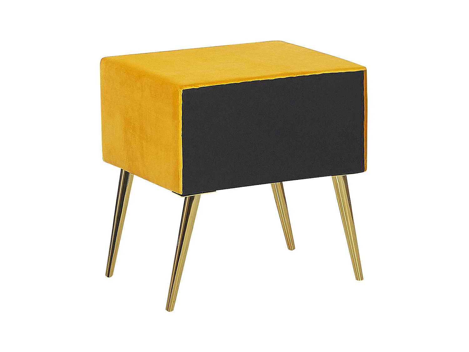 Table de nuit à 1 tiroir FLAYAT Velours Moutarde