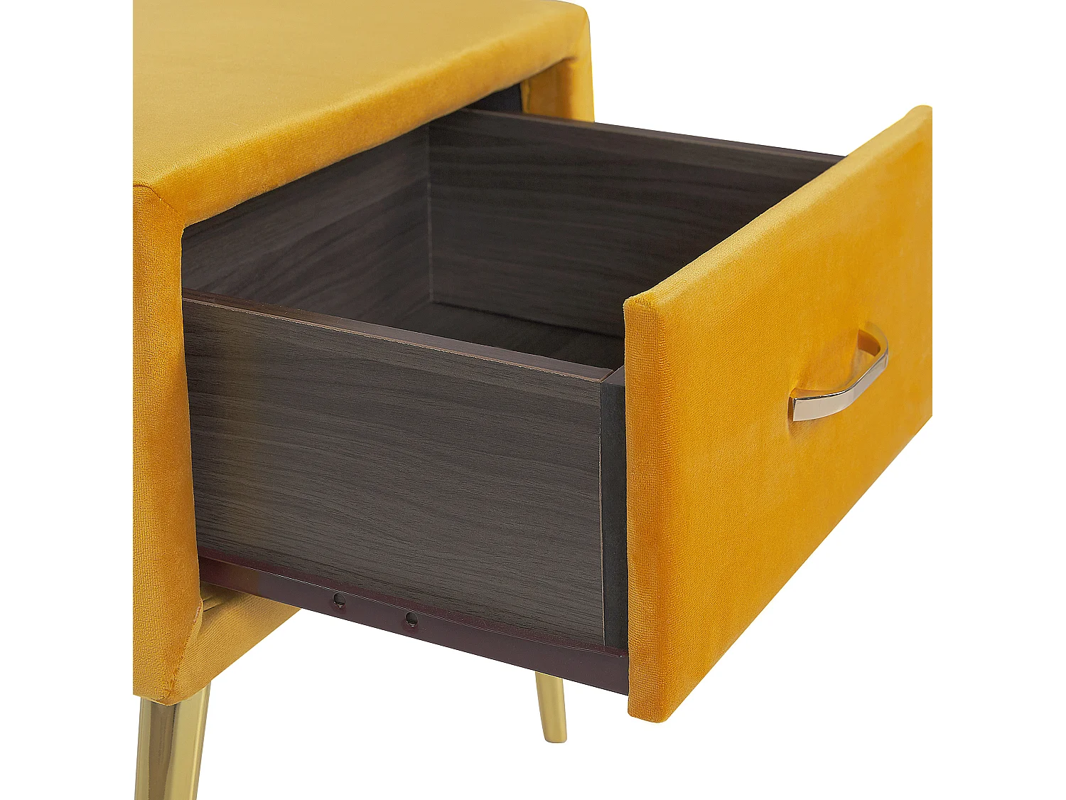 Nachttisch mit 1 Schublade FLAYAT Samtstoff Senfgelb