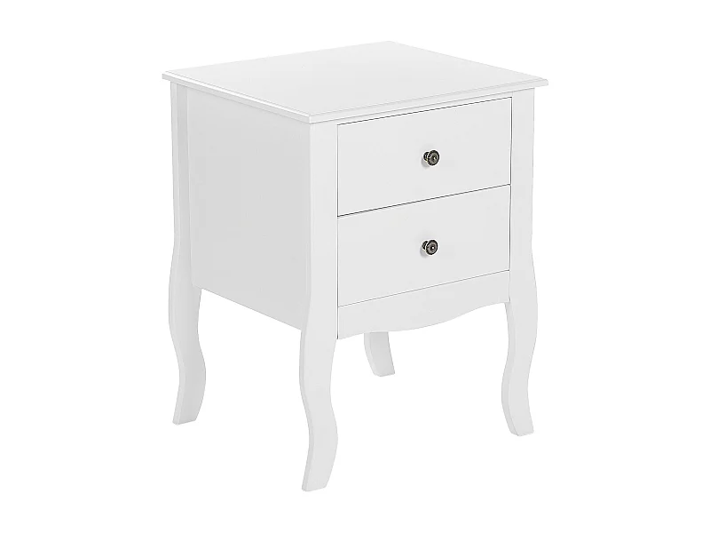 Table de nuit à 2 tiroirs LANE Blanc