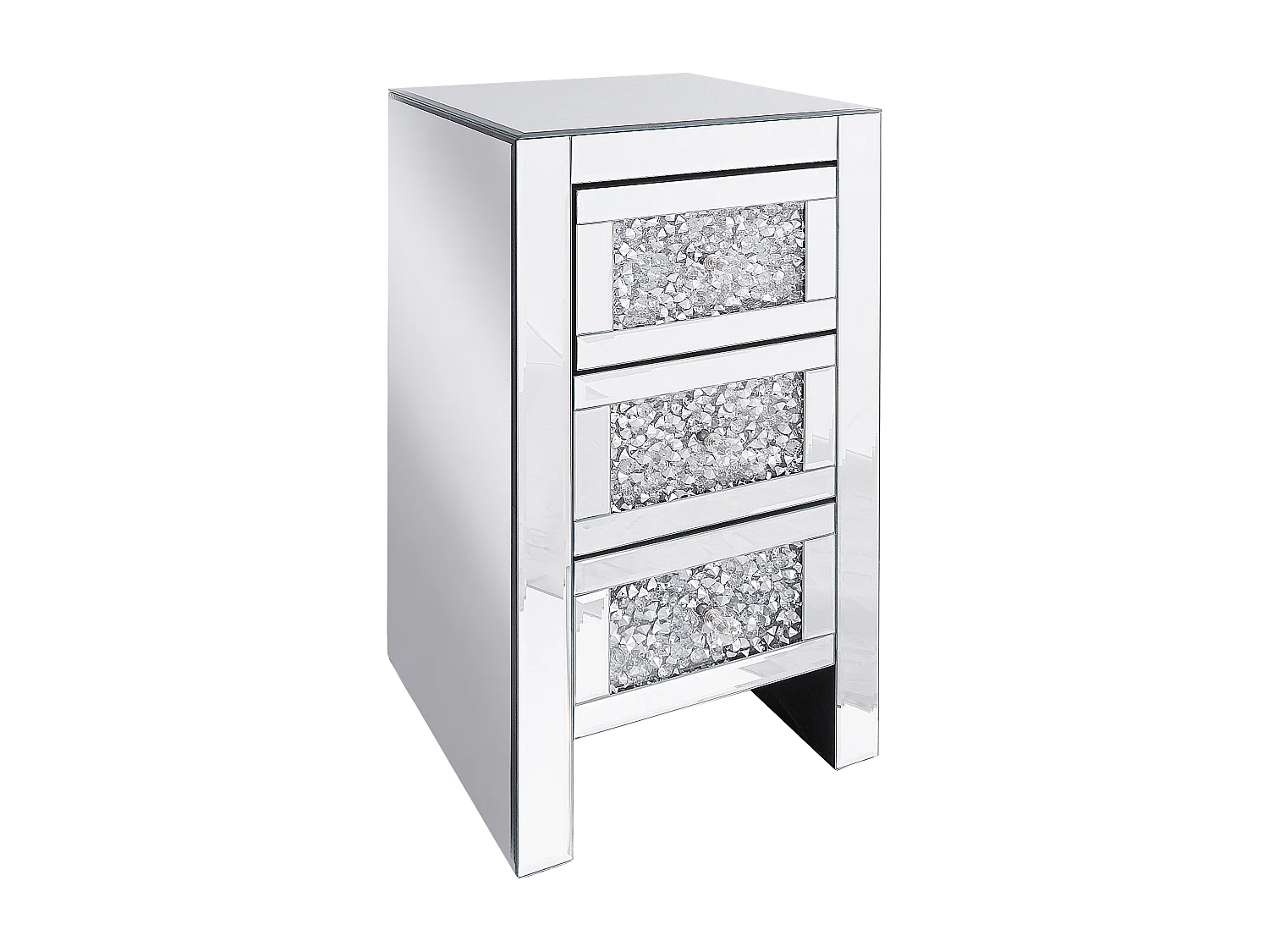 Comodino 3 cassetto LORAY Vetro Argento