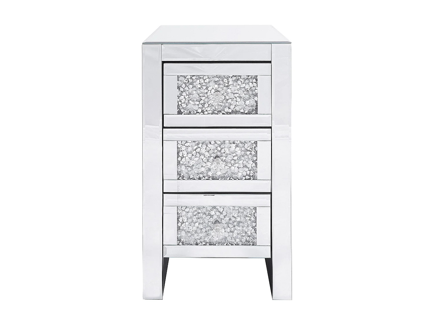 Comodino 3 cassetto LORAY Vetro Argento