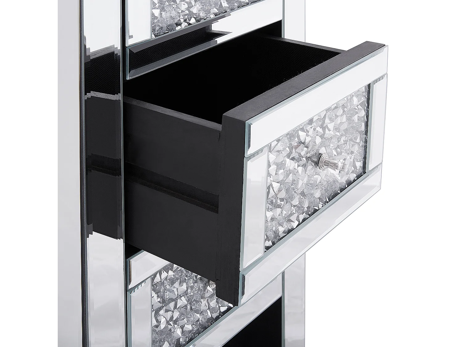 Comodino 3 cassetto LORAY Vetro Argento