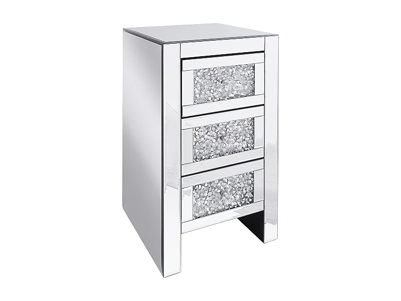 Comodino 3 cassetto LORAY Vetro Argento
