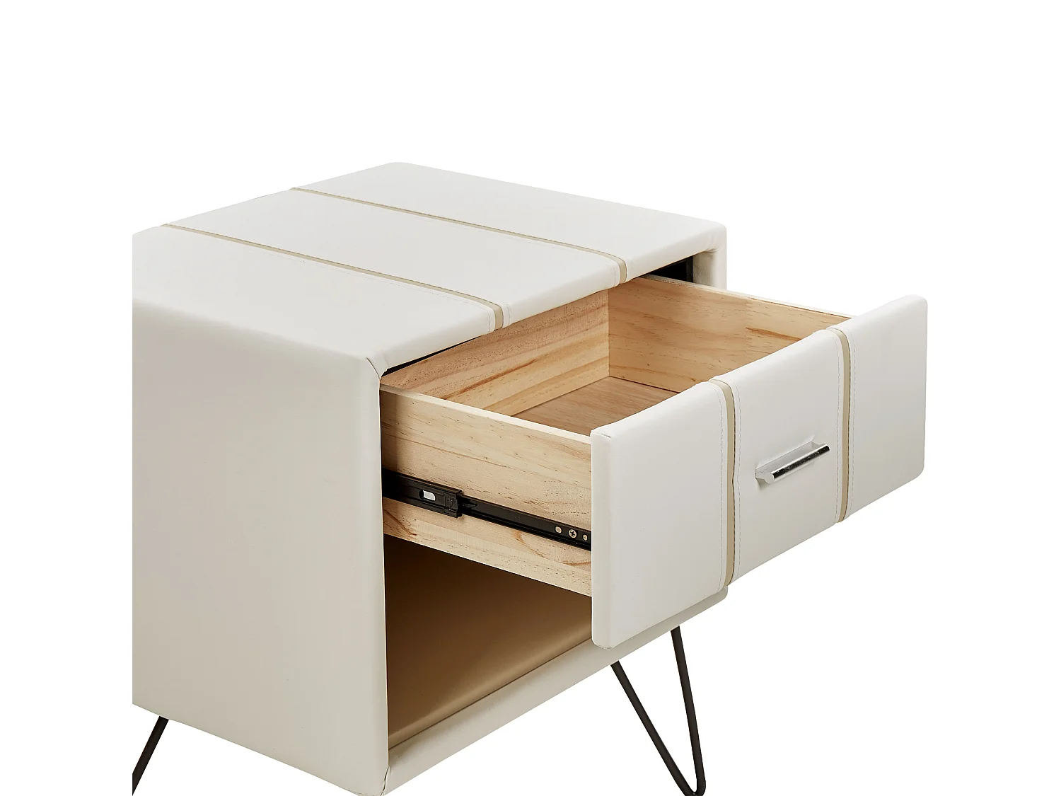 Nachttisch mit Schublade und Fach Kunstleder weiß Glamour Look Betin