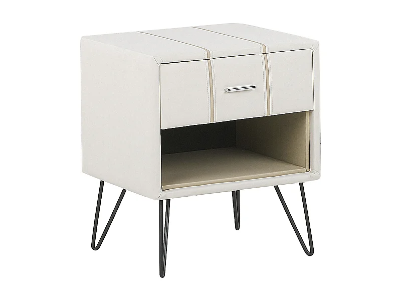 Table de nuit à 1 tiroir BETIN Cuir PU Blanc