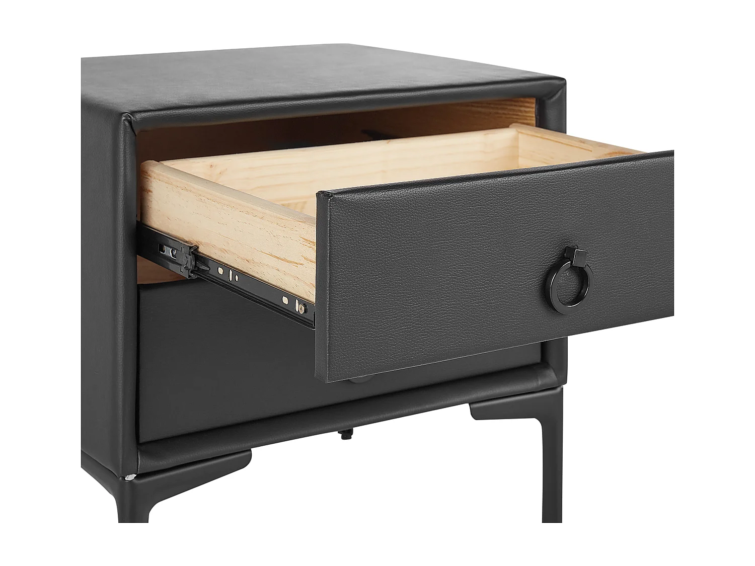 Table de nuit à 2 tiroirs SEZANNE Cuir PU Noir