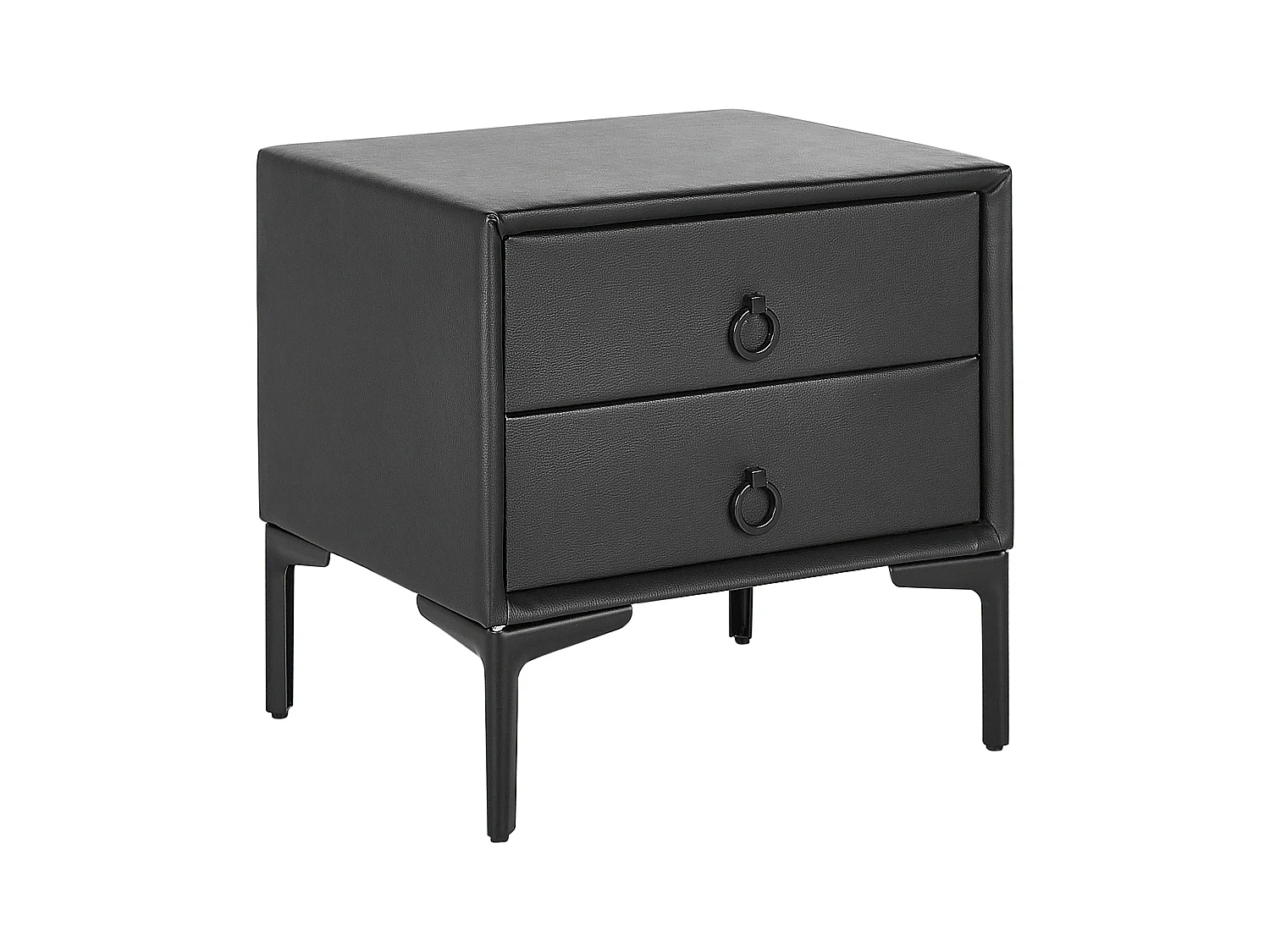 Table de nuit à 2 tiroirs SEZANNE Cuir PU Noir