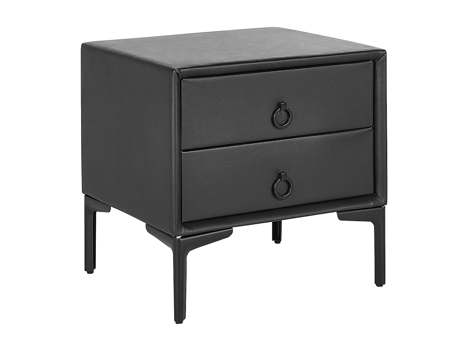 Table de nuit à 2 tiroirs SEZANNE Cuir PU Noir