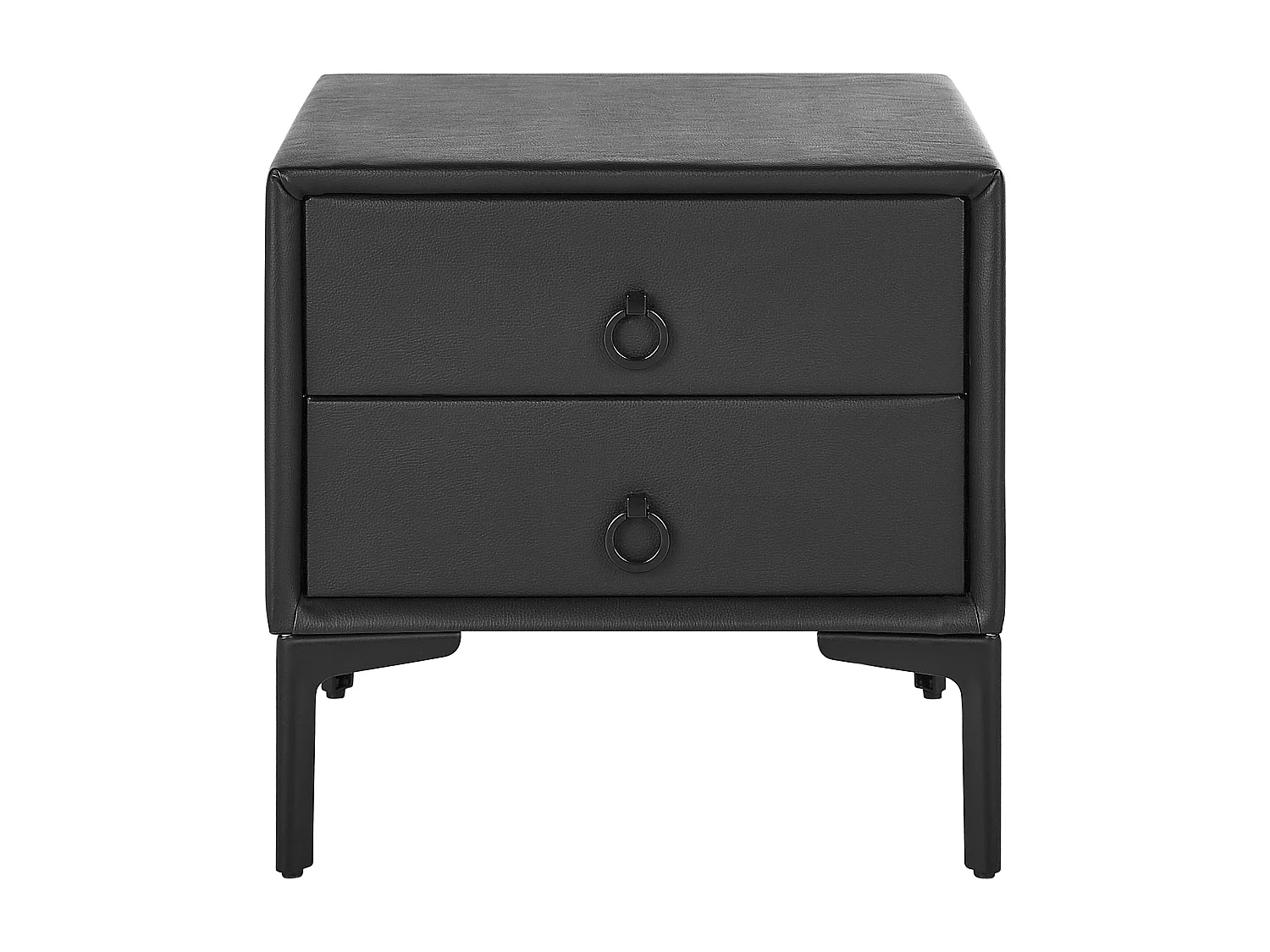 Table de nuit à 2 tiroirs SEZANNE Cuir PU Noir