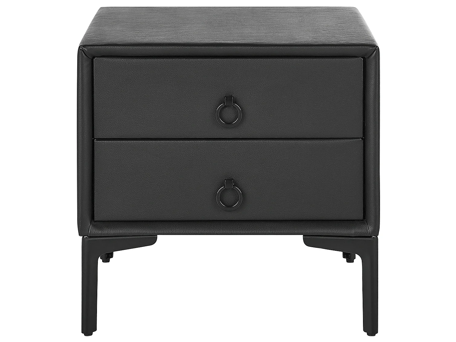 Mesa de cabeceira com 2 gavetas SEZANNE Pele sintética Preto